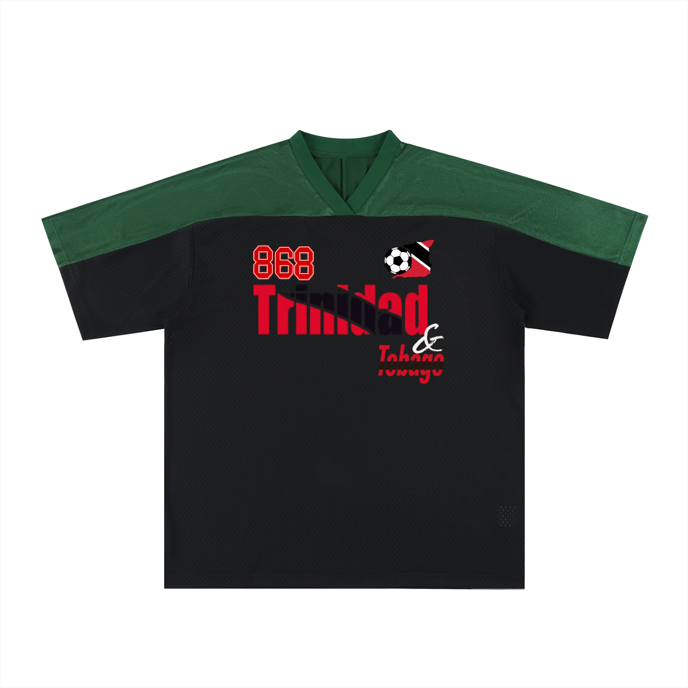 Trinidad Flag Themed Oversized Mesh V-Neck Unisex Soccer Jersey