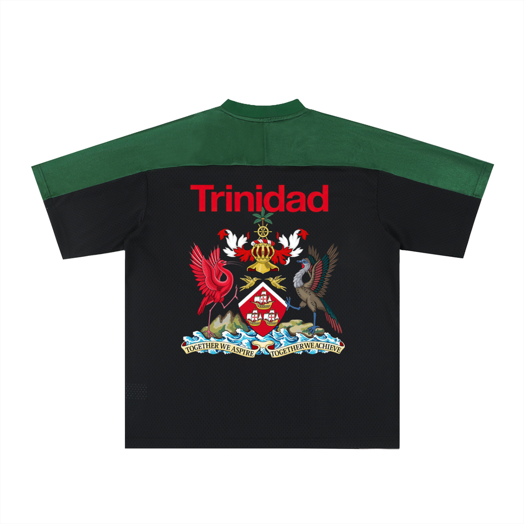 Trinidad Flag Themed Oversized Mesh V-Neck Unisex Soccer Jersey