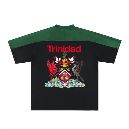 Trinidad Flag Themed Oversized Mesh V-Neck Unisex Soccer Jersey