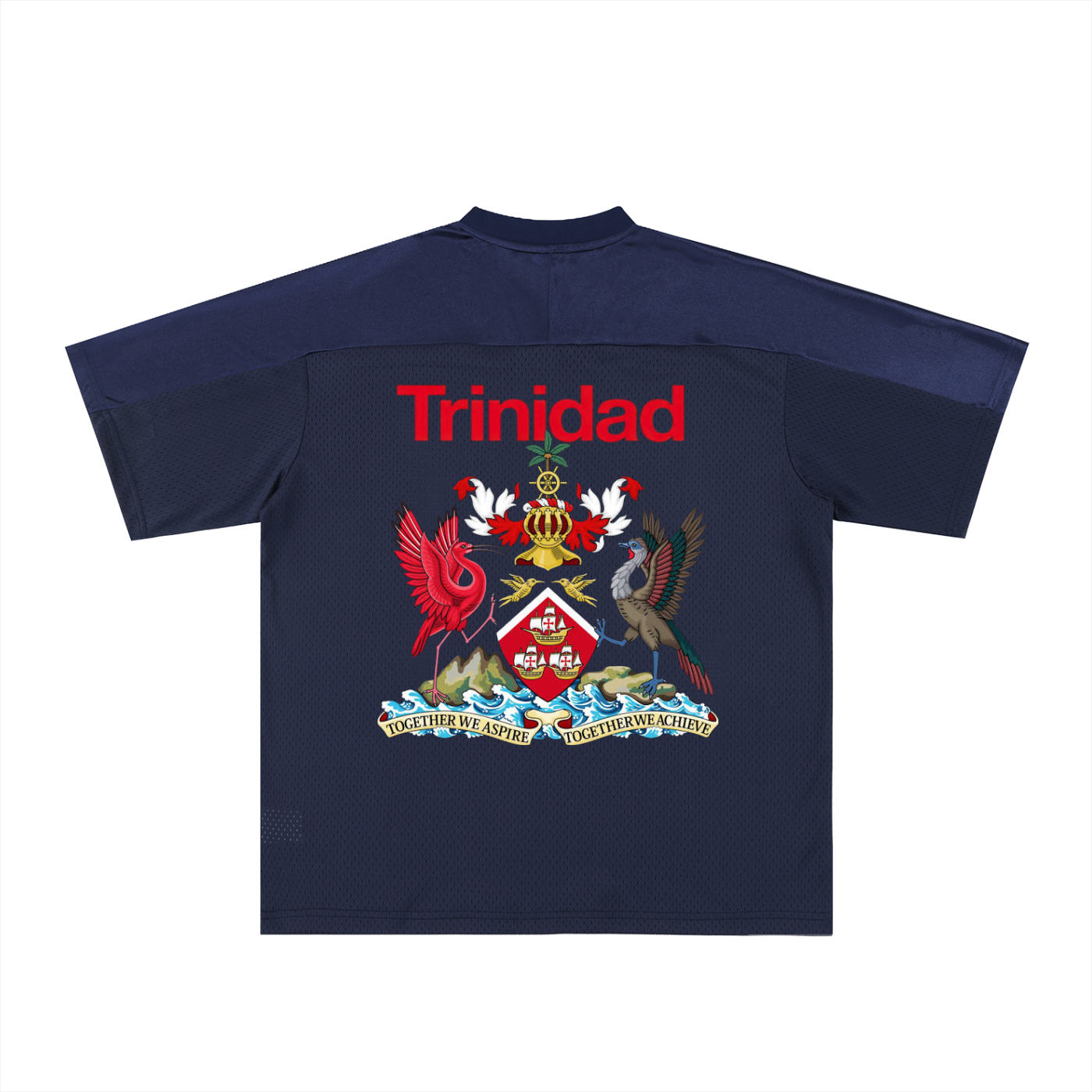 Trinidad Flag Themed Oversized Mesh V-Neck Unisex Soccer Jersey