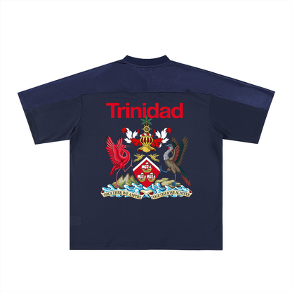 Trinidad Flag Themed Oversized Mesh V-Neck Unisex Soccer Jersey