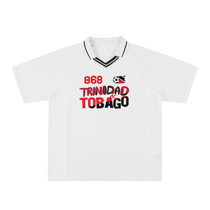 Unisex Trinidad Flag Themed Graphic Striped V-Neck Soccer Jersey