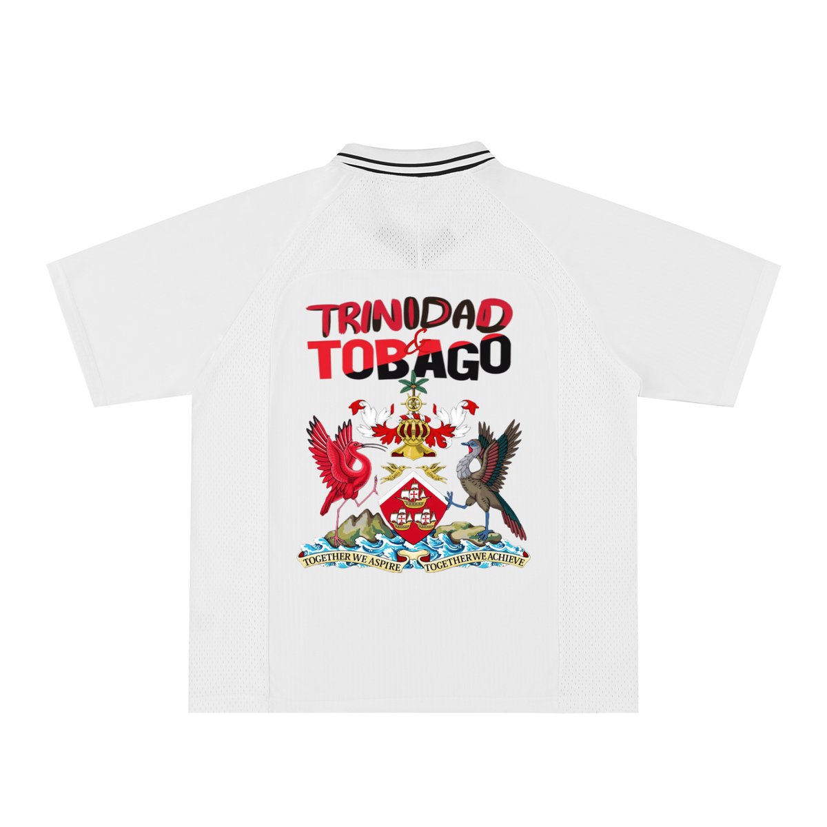 Unisex Trinidad Flag Themed Graphic Striped V-Neck Soccer Jersey