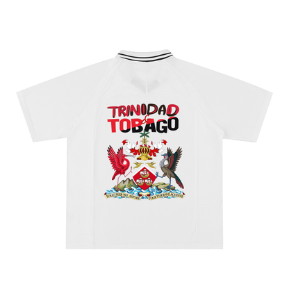 Unisex Trinidad Flag Themed Graphic Striped V-Neck Soccer Jersey