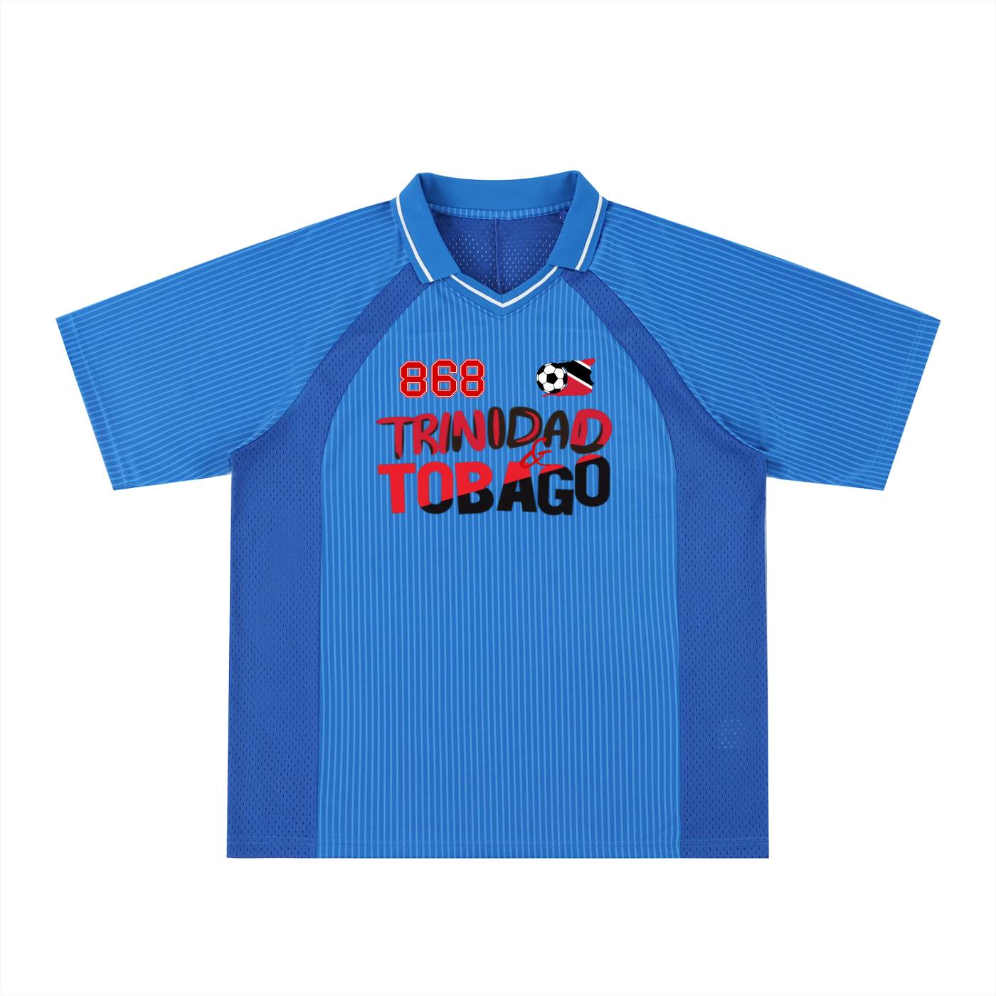 Unisex Trinidad Flag Themed Graphic Striped V-Neck Soccer Jersey