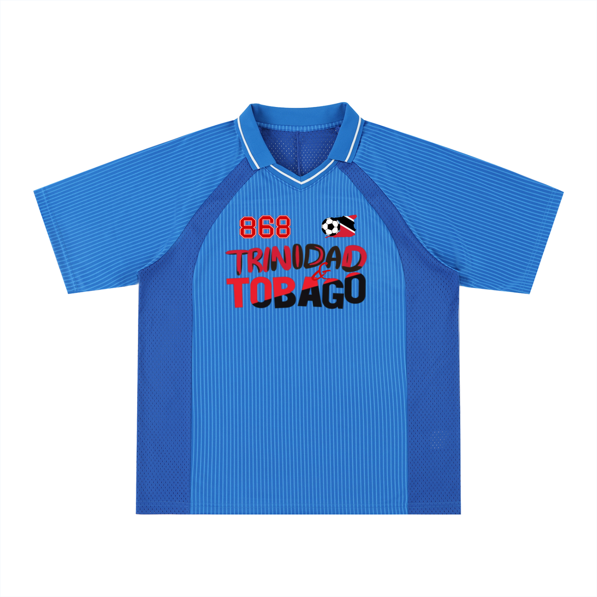 Unisex Trinidad Flag Themed Graphic Striped V-Neck Soccer Jersey