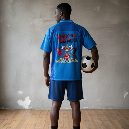Unisex Trinidad Flag Themed Graphic Striped V-Neck Soccer Jersey