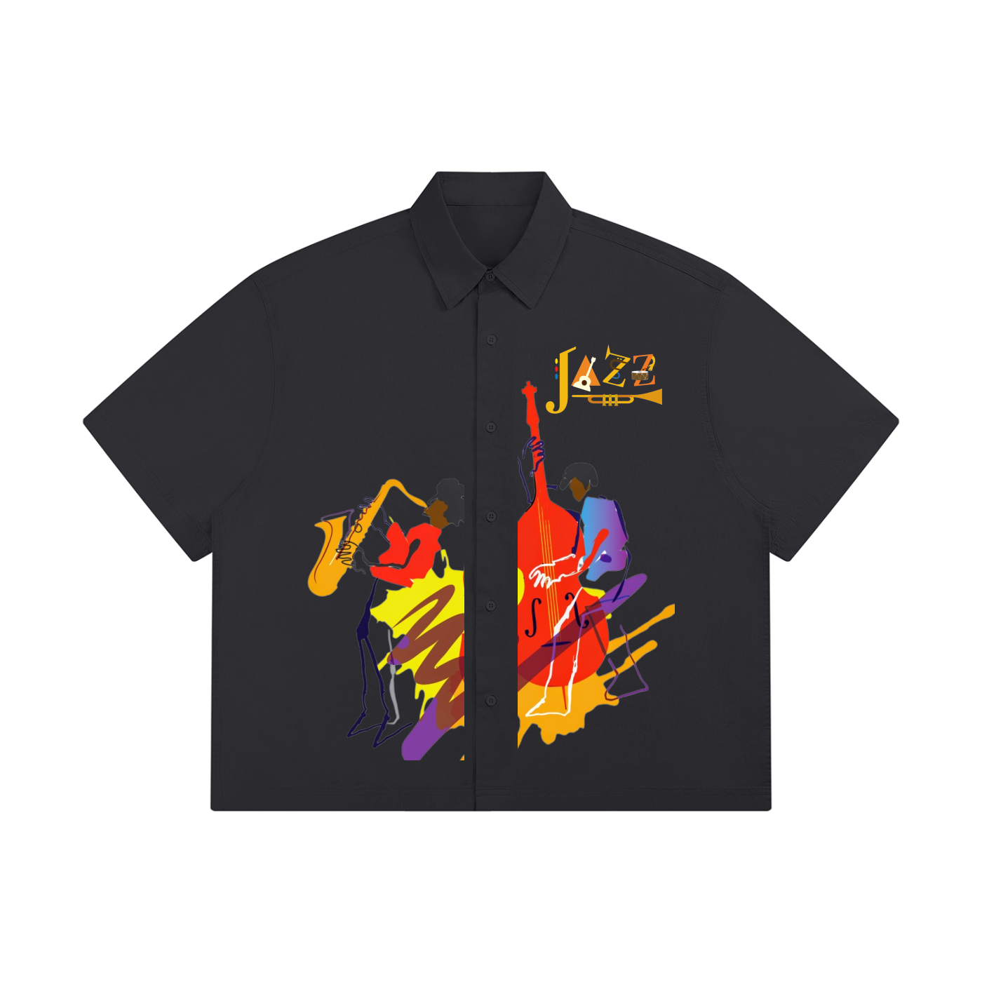 Jazz Musician Art Themed Unisex Boxy Short Sleeve Shirt