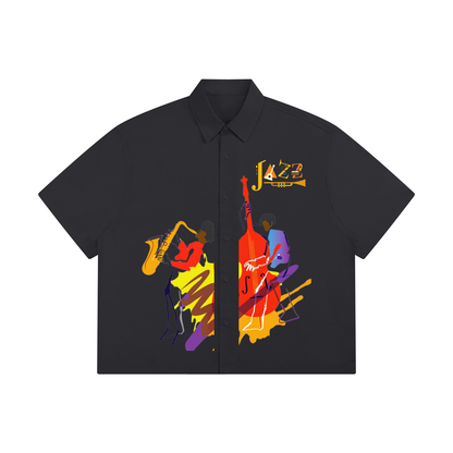 Jazz Musician Art Themed Unisex Boxy Short Sleeve Shirt