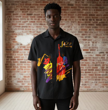 Jazz Musician Art Themed Unisex Boxy Short Sleeve Shirt