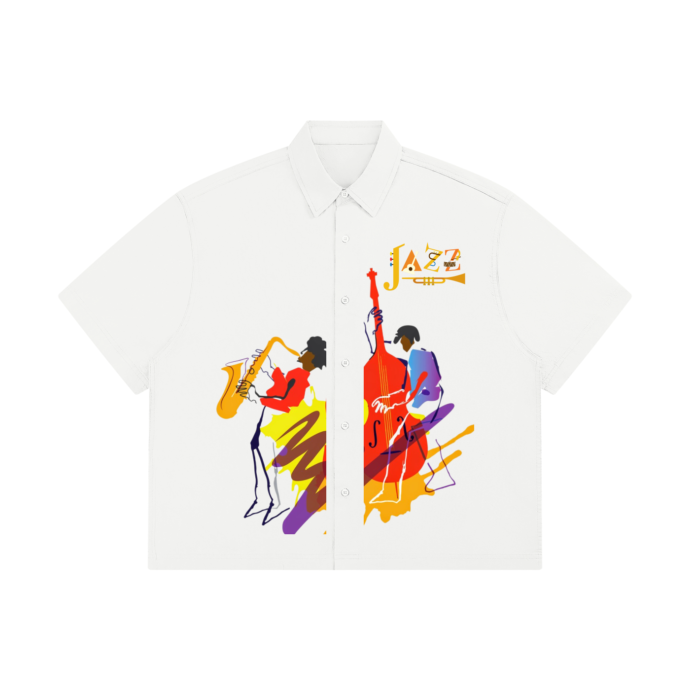 Jazz Musician Art Themed Unisex Boxy Short Sleeve Shirt