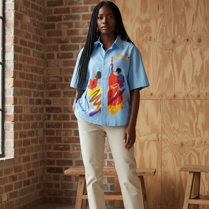 Jazz Musician Art Themed Unisex Boxy Short Sleeve Shirt