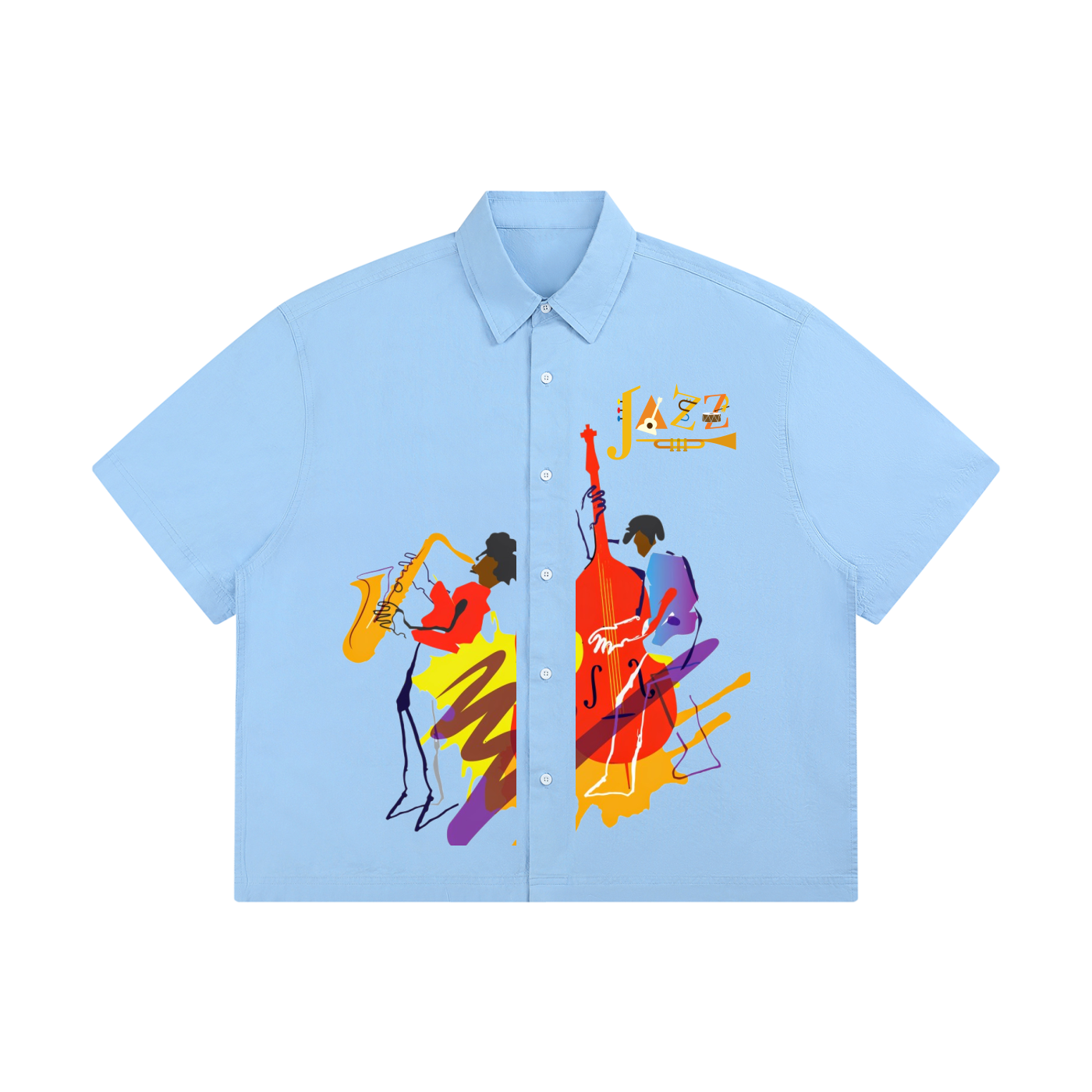 Jazz Musician Art Themed Unisex Boxy Short Sleeve Shirt