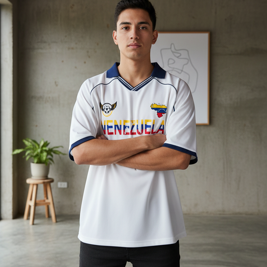 Venezuela Flag Themed Unisex Collared Piping Boxy Soccer Jersey