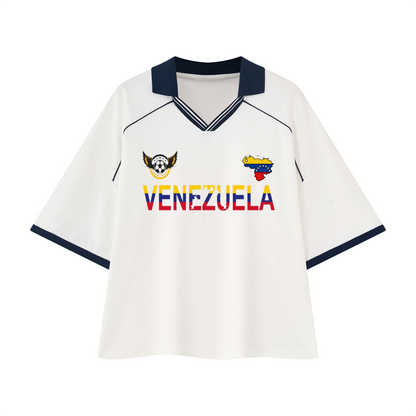 Venezuela Flag Themed Unisex Collared Piping Boxy Soccer Jersey