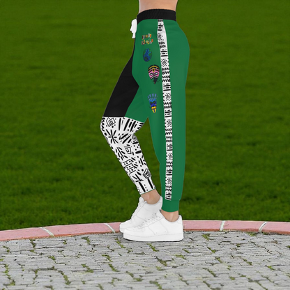 Handcrafted Afro Music Cartoon Art Athletic Joggers, Unisex Sweatpants