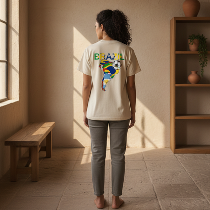 Unisex Vintage-Washed Cotton T-Shirt Featuring a Brazil Flag Graphic