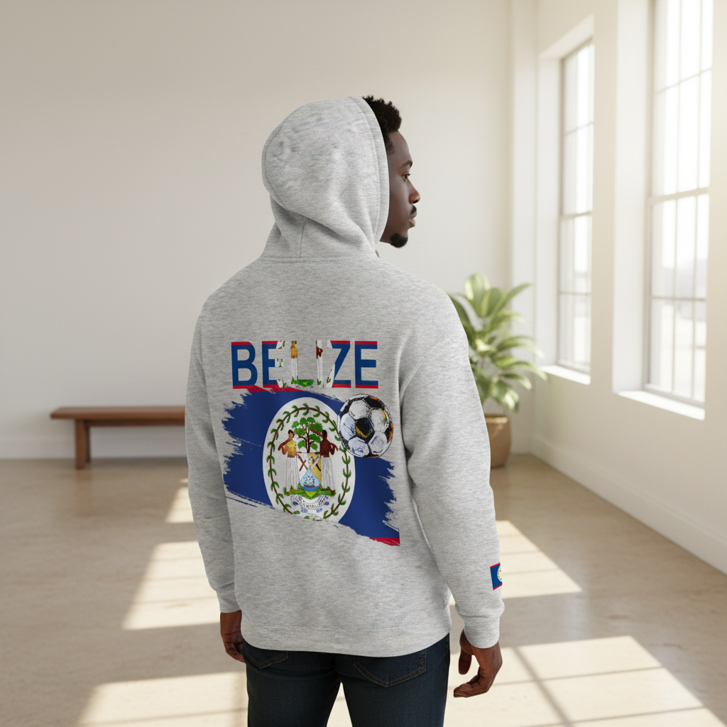 Belize Flag Themed Graphic Oversize Fleeced Unisex  Hoodie