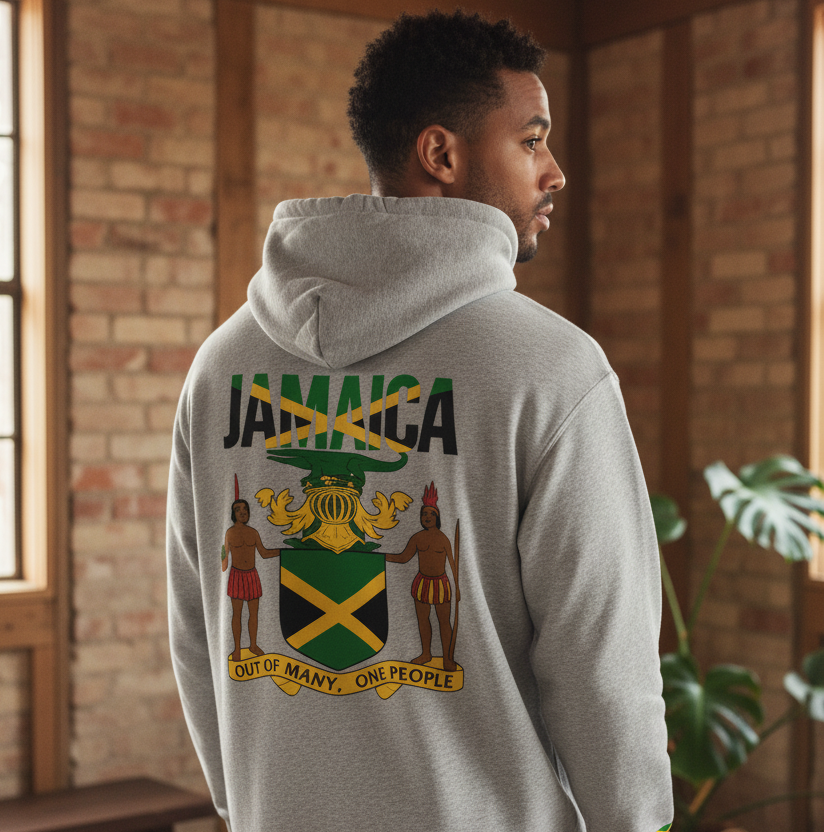 Jamaican Pride and Flag Themed Graphic Fleeced Unisex Hoodie