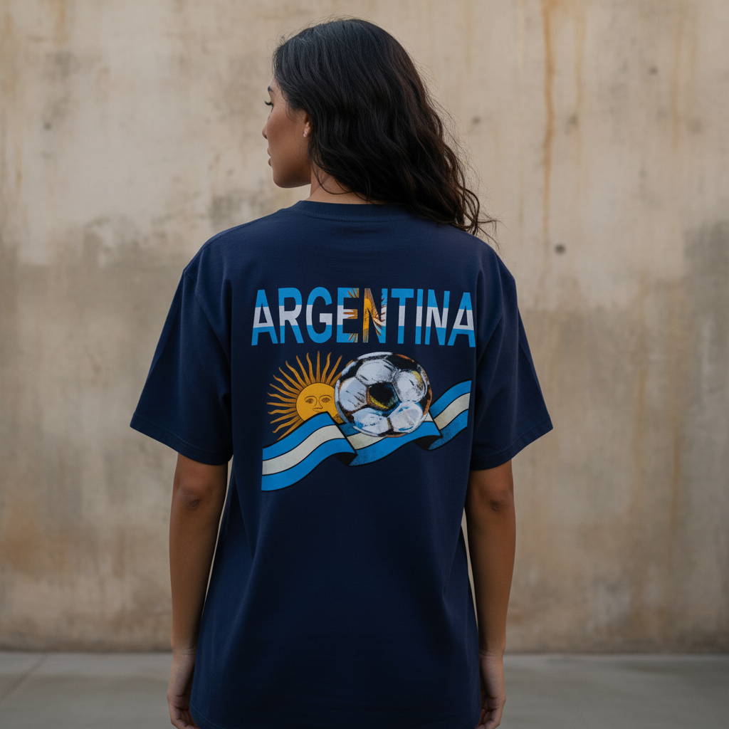 Unisex Essential Cotton T-Shirt Featuring an Argentina Flag Graphic Art Design