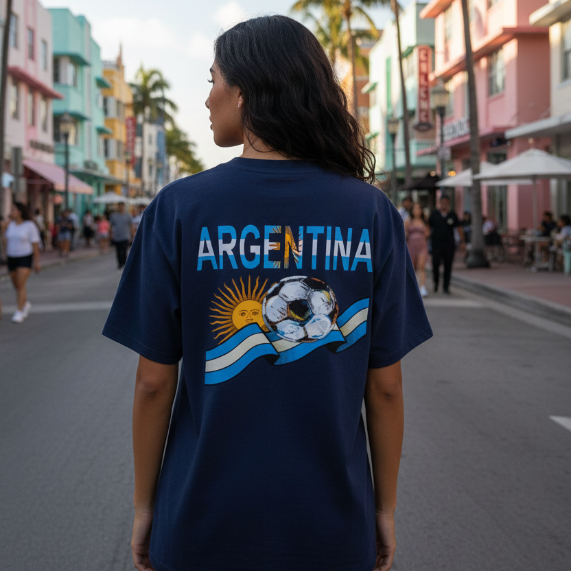 Argentina Flag Art Graphic Unisex Essential Cotton T-Shirt