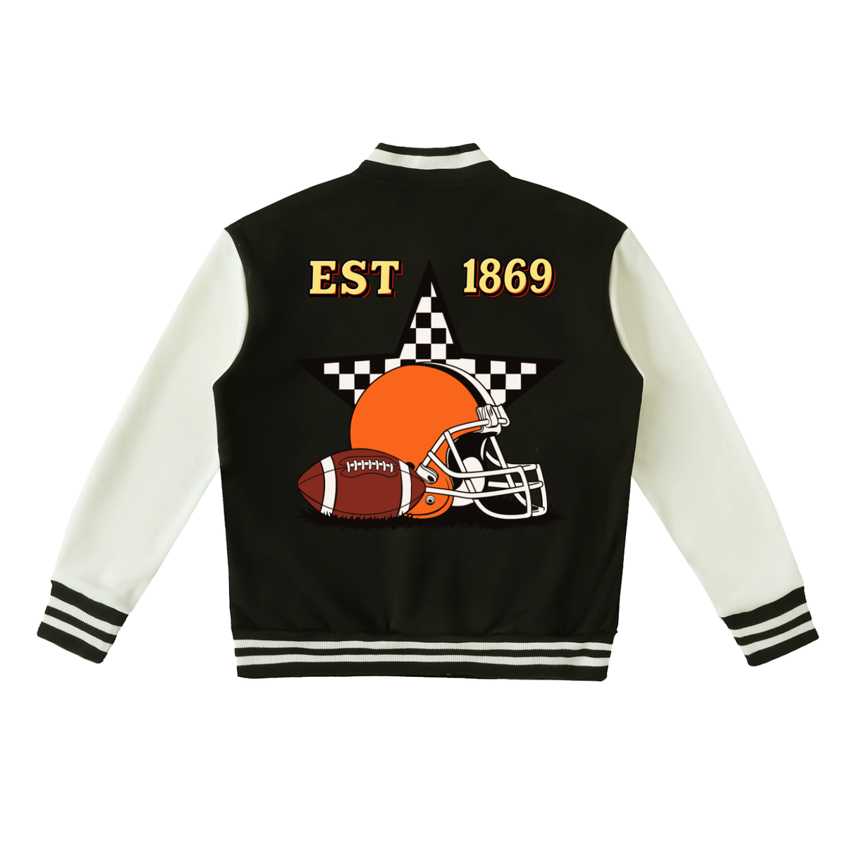 Football Fan Graphic Unisex Two-Tone Fleeced Varsity Jacket