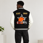 Football Fan Graphic Unisex Two-Tone Fleeced Varsity Jacket