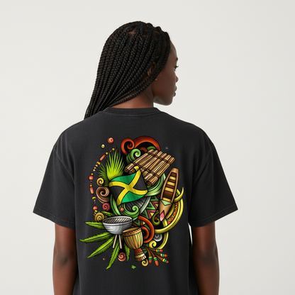 Jamaica Flag Themed Graphic Vintage Wash Cotton Unisex T-Shirt