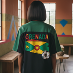 Grenada Flag Themed Graphic Mesh V-Neck Soccer Jersey