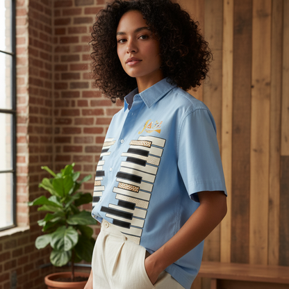Piano Art Print Unisex Boxy Short Sleeve Shirt