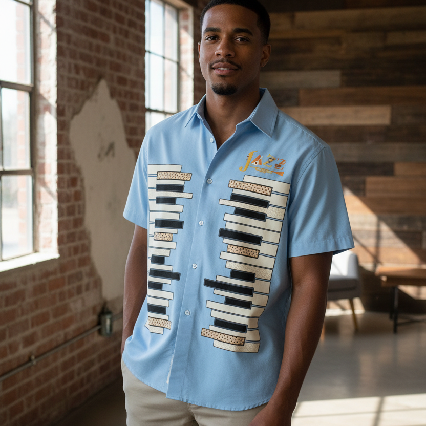 Piano Art Print Unisex Boxy Short Sleeve Shirt