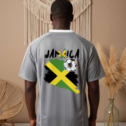 Jamaica Flag Themed Unisex Stripe Collared Soccer Jersey