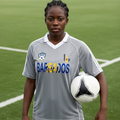 Barbados Flag Shadow Stripe Collared Soccer Jersey