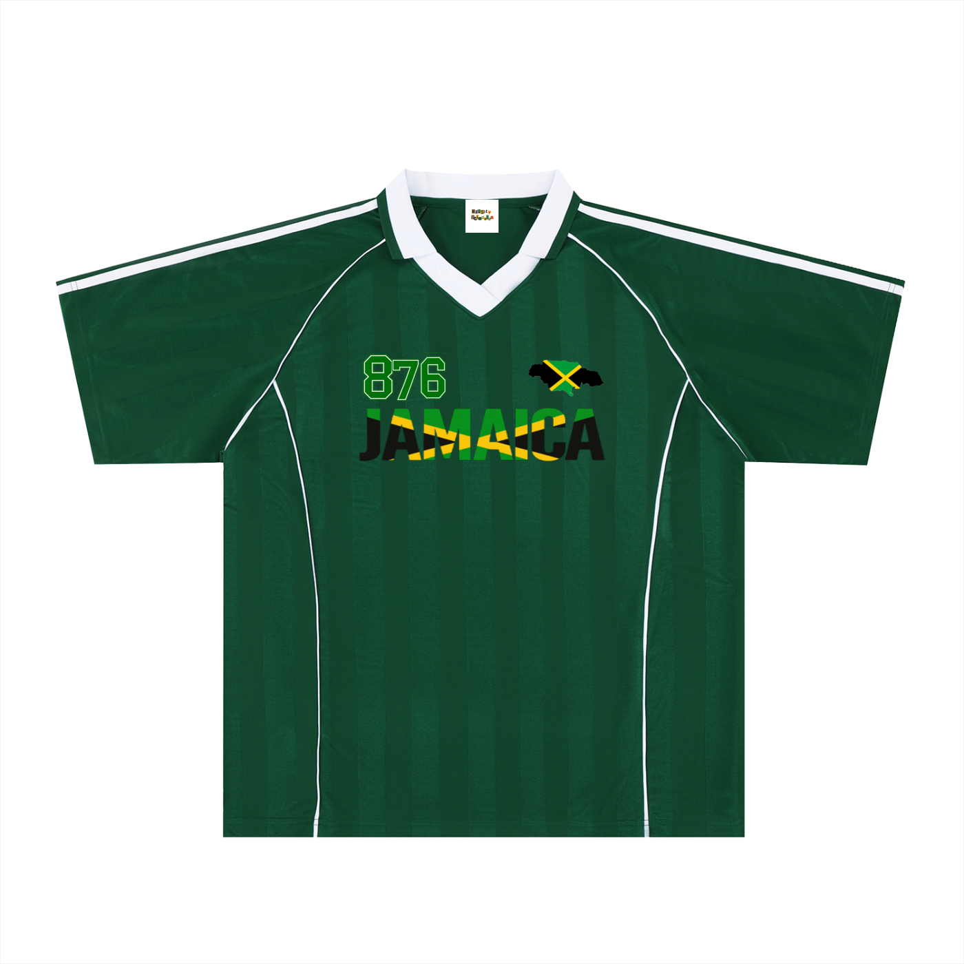 Jamaican Pride &  Flag Themed Shadow Stripe Collared Unisex Soccer Jersey