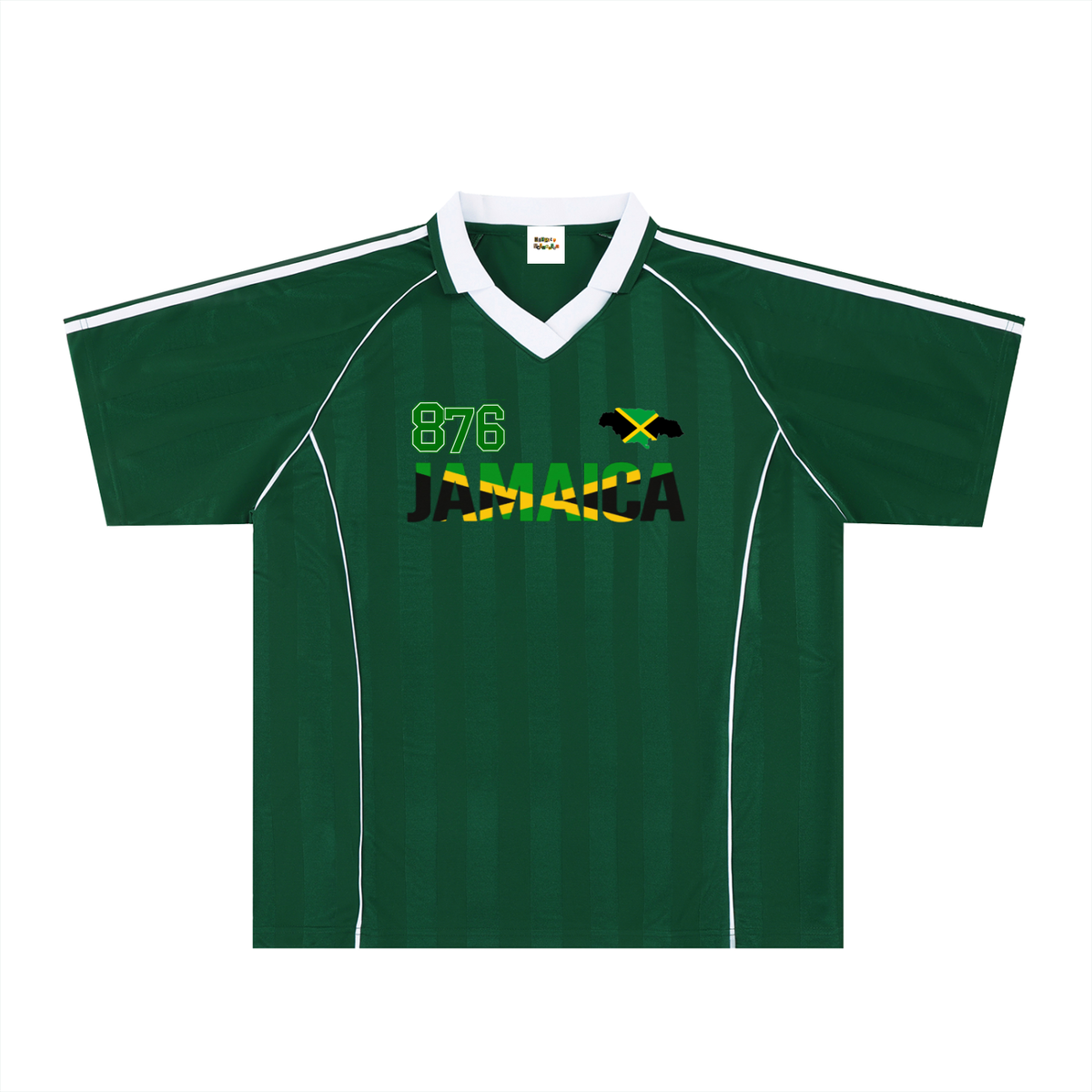 Jamaican Pride &  Flag Themed Shadow Stripe Collared Unisex Soccer Jersey