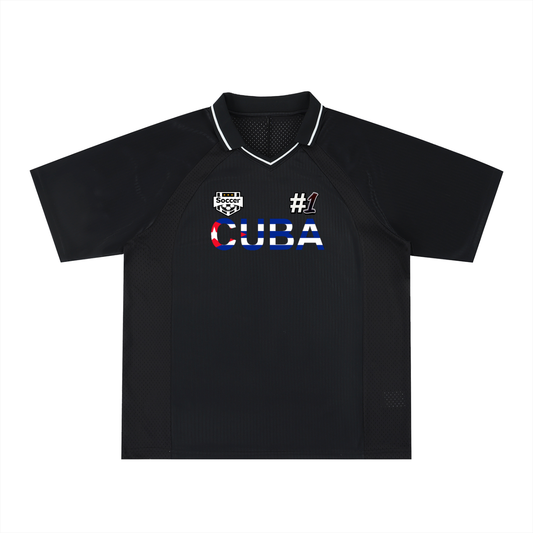 Cuba Flag Themed Graphic V-Neck Soccer Jersey