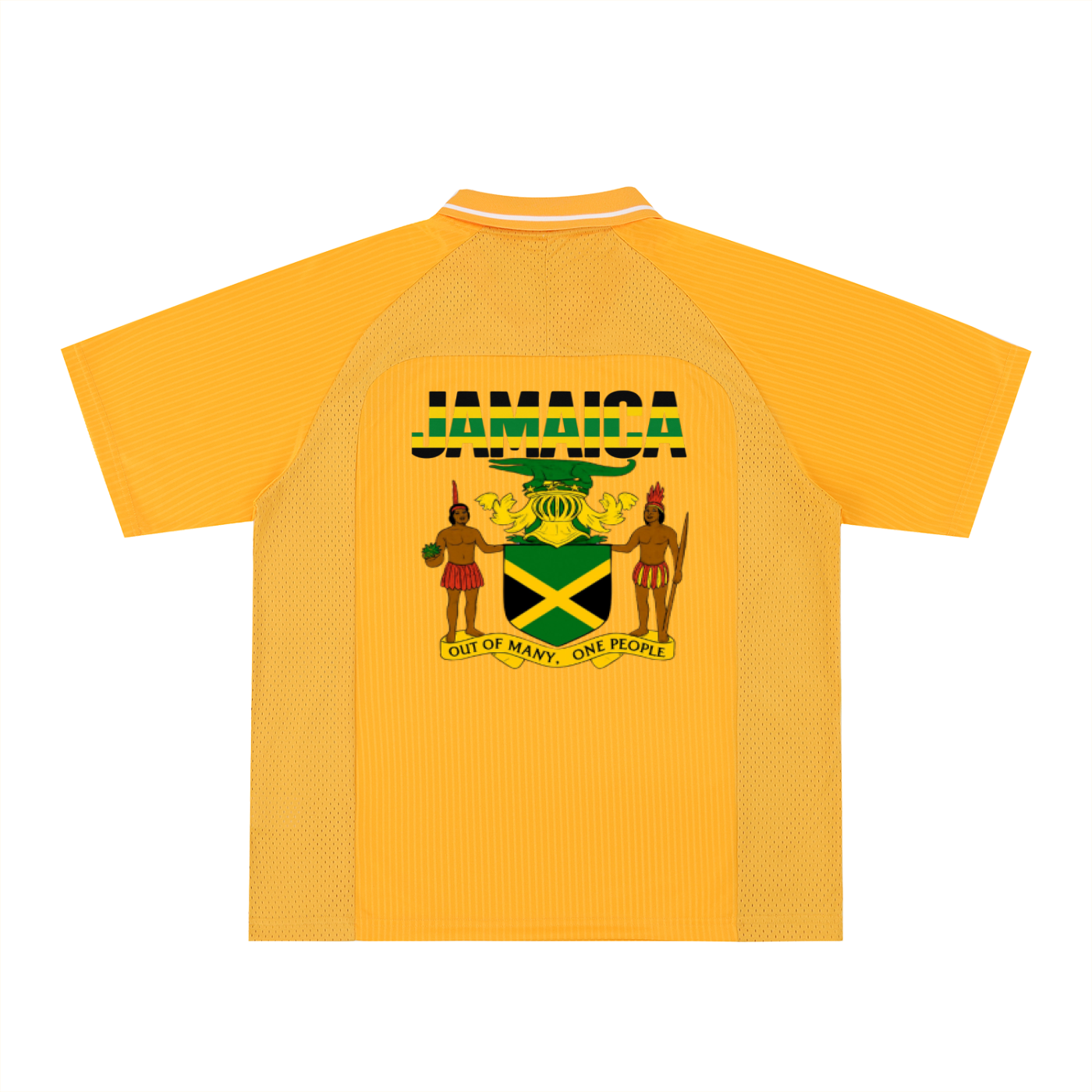 Jamaican Pride, Flag Themed Graphic V-Neck Collared  Unisex Soccer Jersey