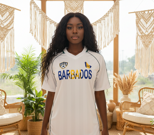 Barbados Flag Shadow Stripe Collared Soccer Jersey