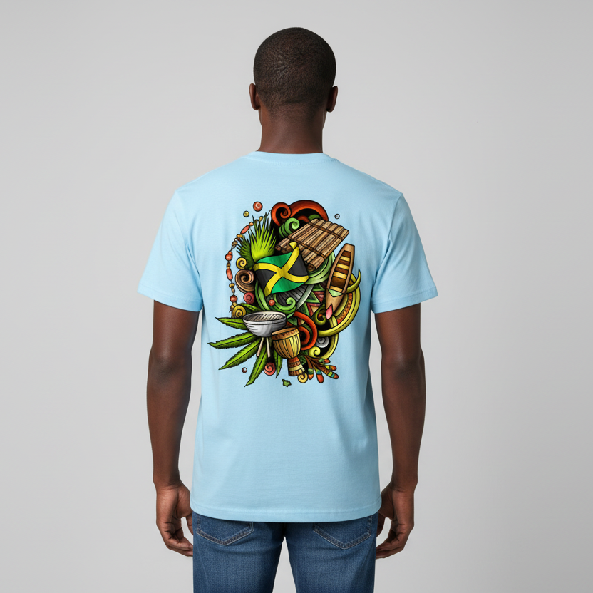 Jamaica Flag Themed Graphic Vintage Wash Cotton Unisex T-Shirt
