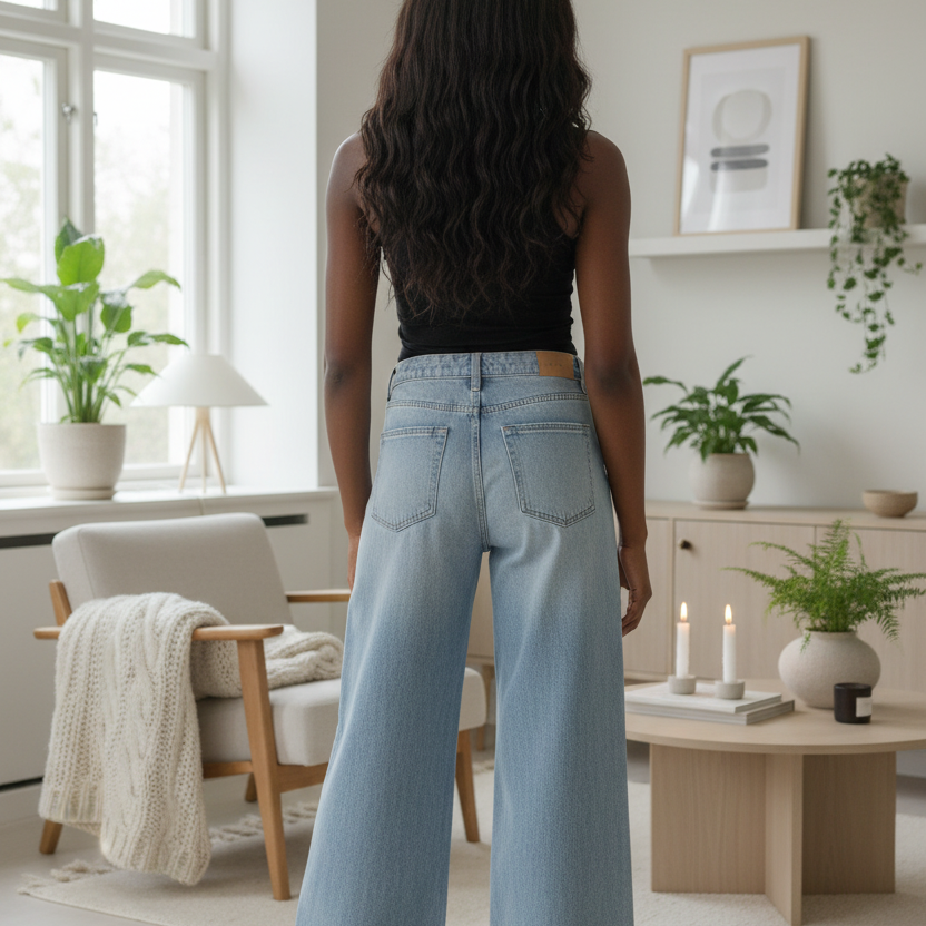 Colorful Graffiti Afro Music Themed Graphic Women's Vintage Wash Distressed Wide Leg Jeans