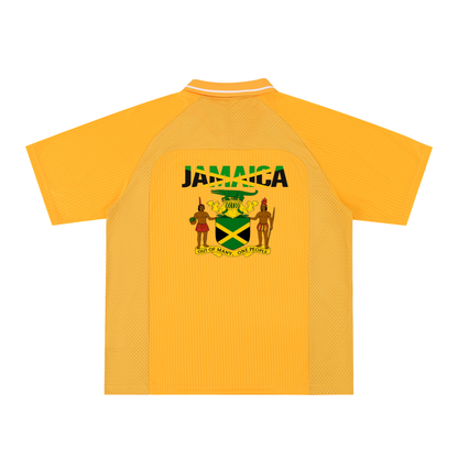 Jamaican Flag Themed Graphic V-Neck Soccer Jersey