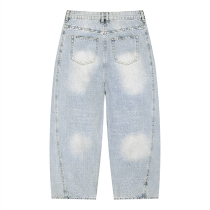B Boy Graffiti Graphic Men's Vintage Wash Sunfade Barrel Leg Jeans