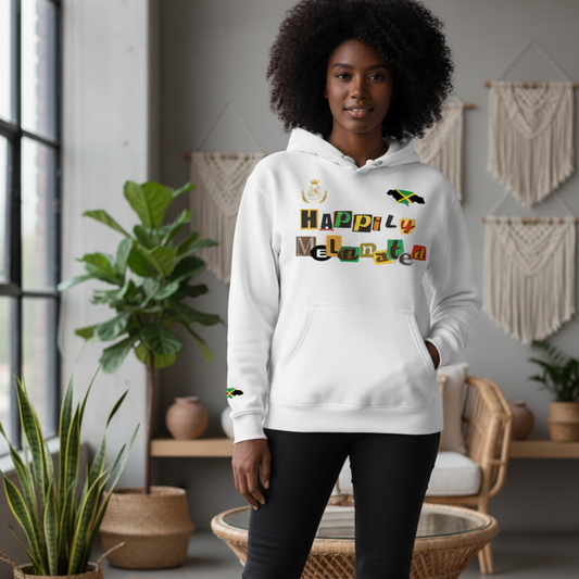 Unisex Oversized Fleece Hoodie Featuring a Jamaica Flag-Inspired Graphic Design ODMPOD