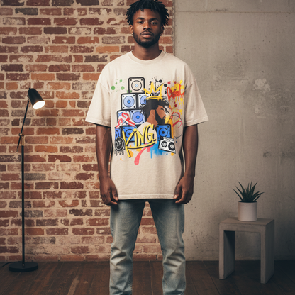 Graffiti Black Art Graphic Snow Washed Oversized Cotton Unisex T-Shirt