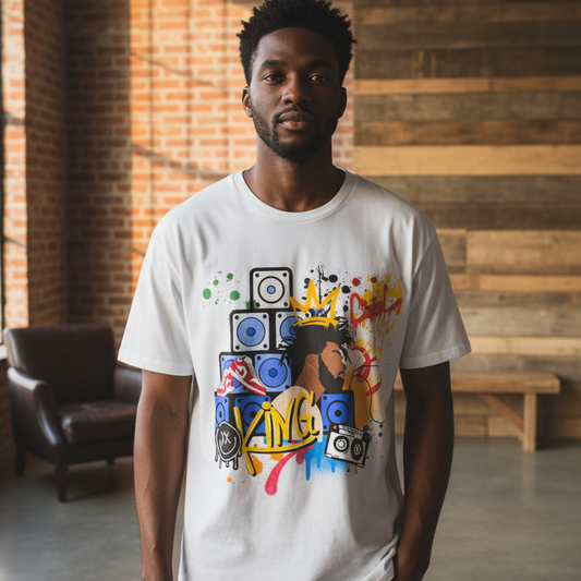 Essential Cotton T-Shirt featuring the Graffiti Black King Graphic Artwork