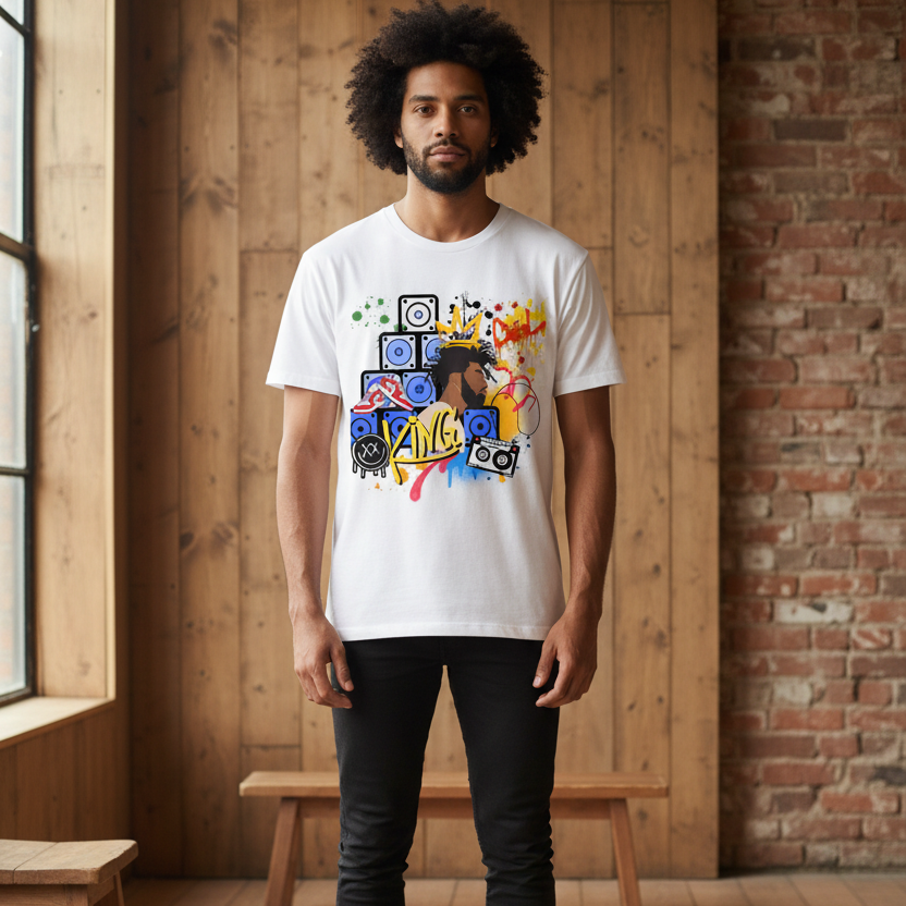 Graffiti Black King Graphic Essential Cotton T-Shirt