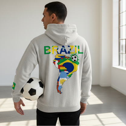 Brazil Flag Themed Graphic Unisex  Oversize Fleeced Hoodie
