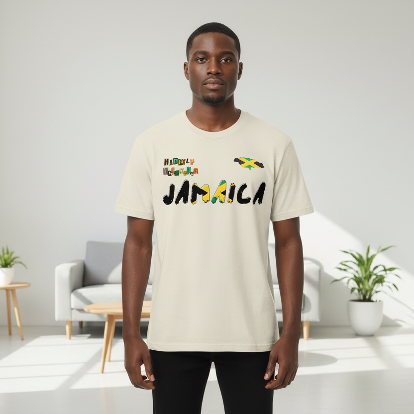 Jamaica Flag Themed Graphic Vintage Wash Cotton Unisex T-Shirt