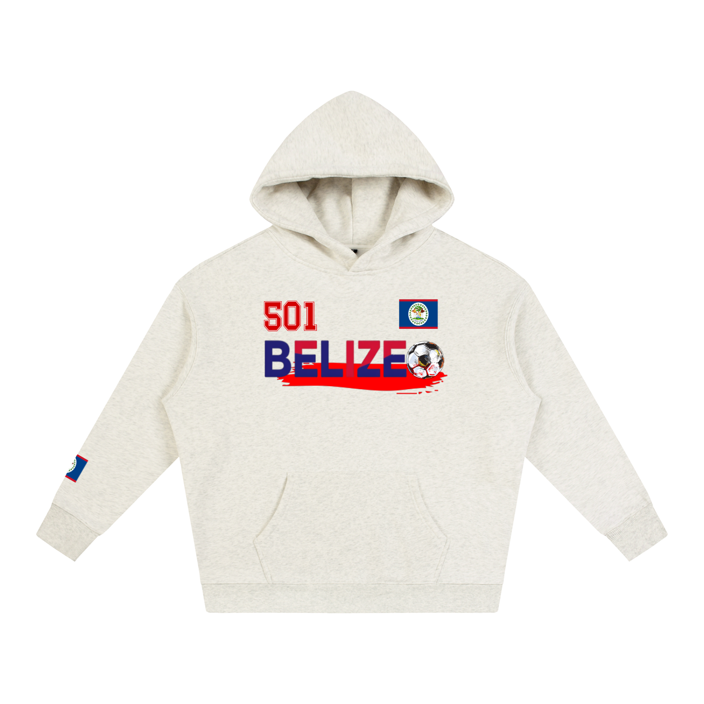 Belize Flag Themed Graphic Unisex Oversize Fleeced Hoodie