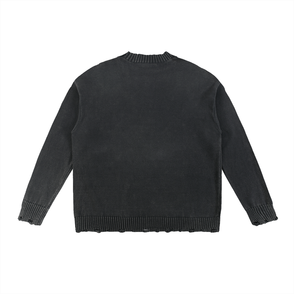 Foodie Themed Graphic Vintage Washed Hand-Frayed Sweater